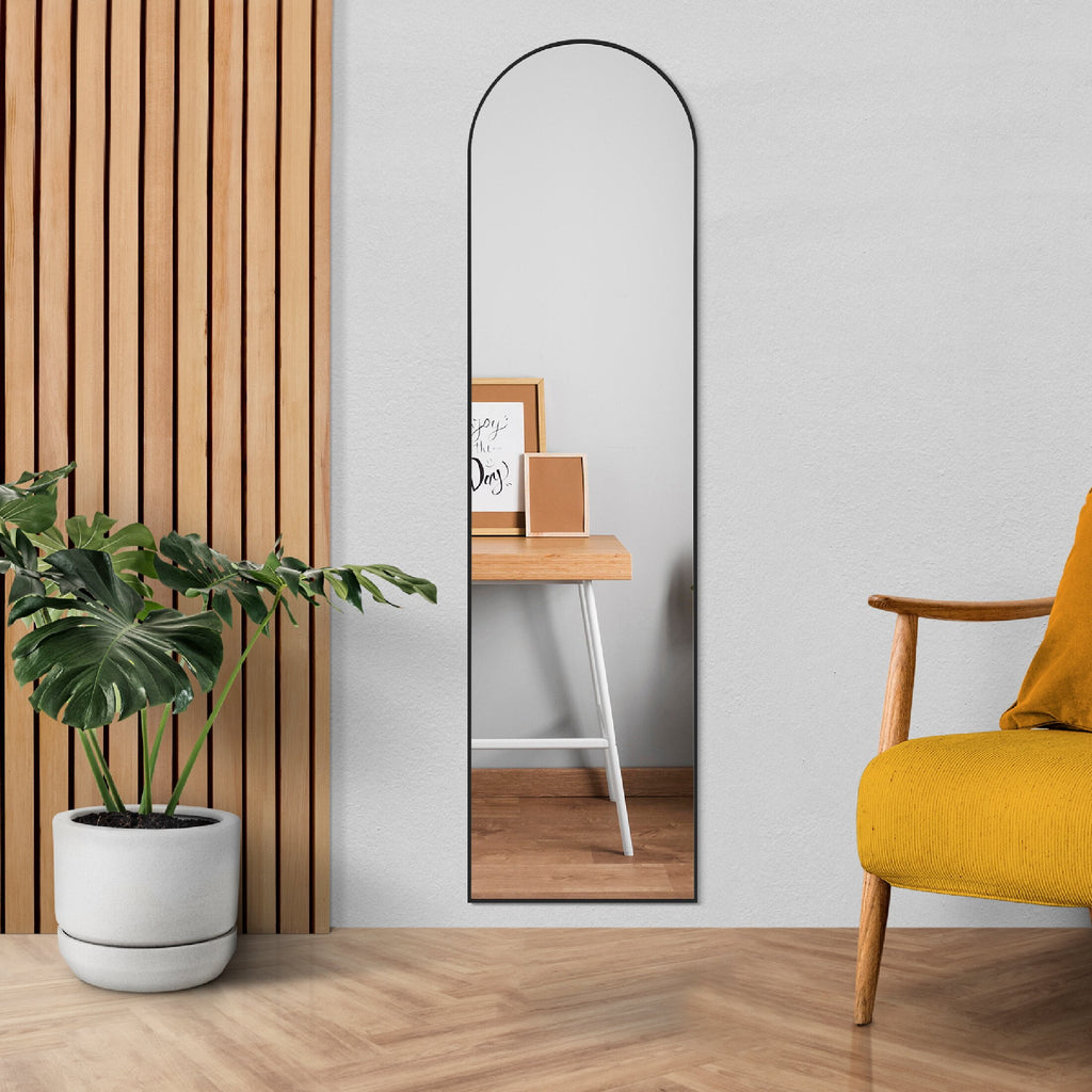 CONCETTA 59"x16" Arched Full Length Mirror, Full Body Standing Mirror Floor Mirrors, Black