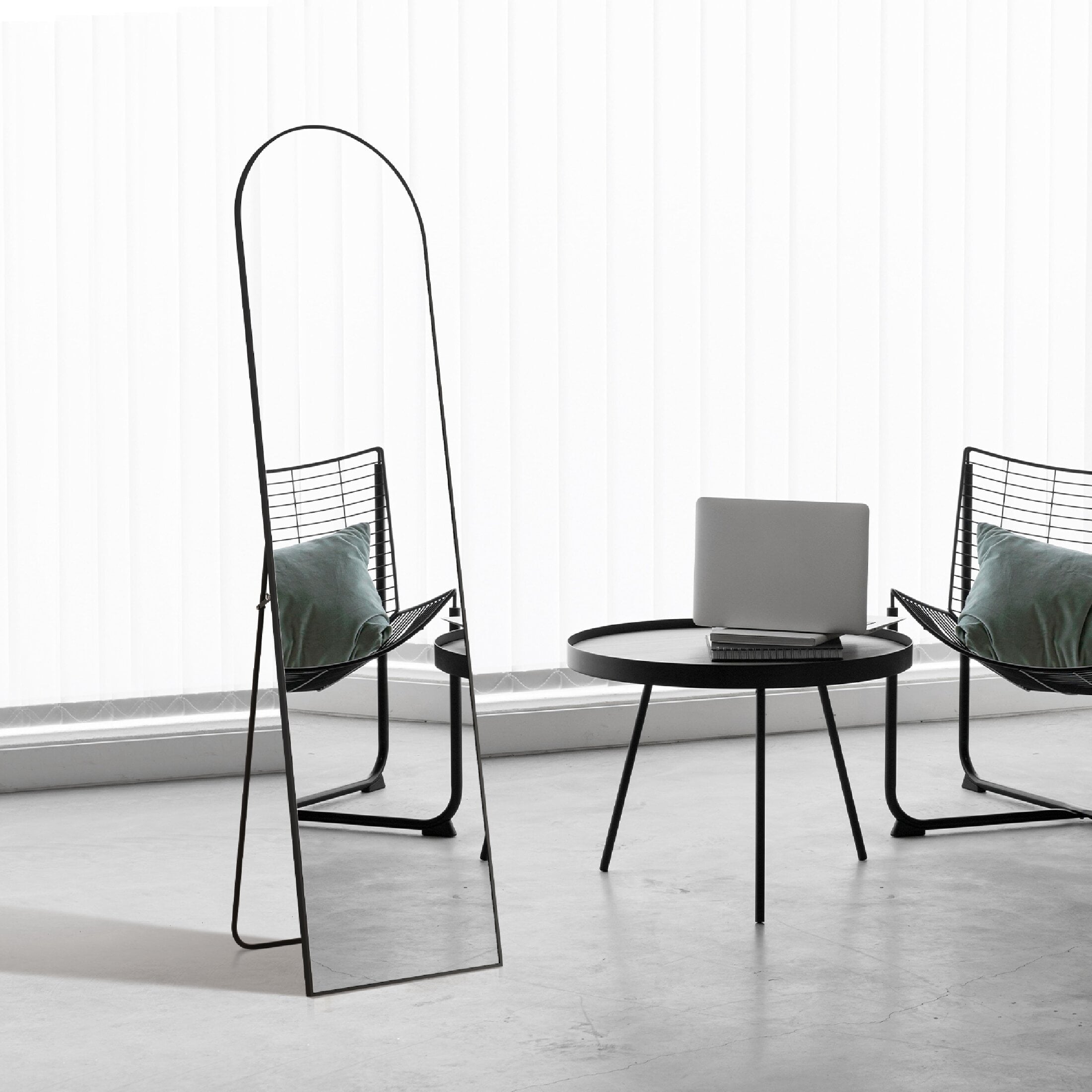 CONCETTA 59"x16" Arched Full Length Mirror, Full Body Standing Mirror Floor Mirrors, Black